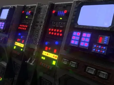 sci-fi control station Low-poly 3D model