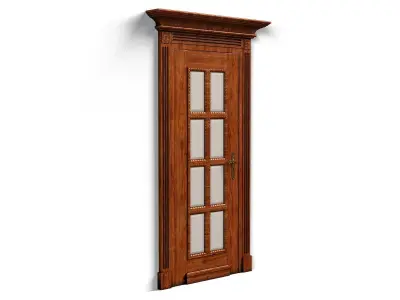 Door0019 wooden door with glass panels 3D model