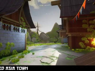 Stylized Asia Town Low-poly 3D model