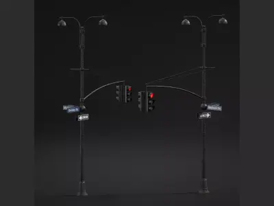 Traffic Light Signals Low-poly 3D model