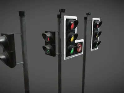 UK traffic Lights Low poly Low-poly 3D model