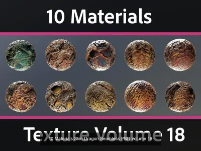30 Materials Skin Dragon Seamless PBR Bundle 6 Texture