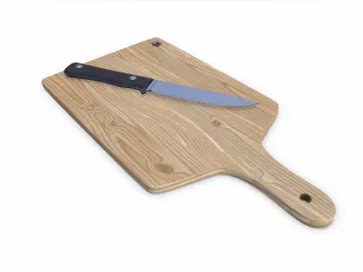  Wooden Cutting Board With Kinfe PBR 