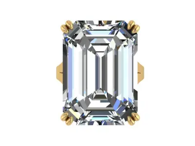 Ring300 emerald cut diamond ring 3D print model