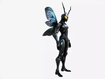 Biomech Insect Warrior Armor Low-poly 3D model