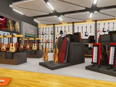 Music store - musical instruments and equipment 3D model