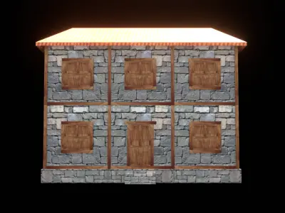 medieval house low poly village town residential house  67 Low-poly 3D model