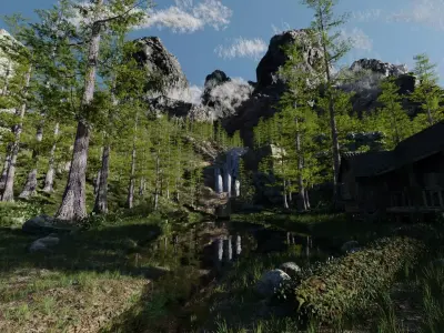 Old House in Forest Scene 3D model