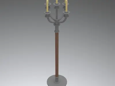 Floor standing candle holder old school architectural lighting Low-poly 3D model