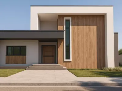 3D MODEL Modern Two-Story House with Upper Annex Low-poly 3D model