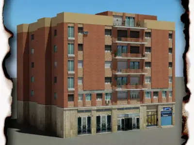 Building apartment Low-poly 3D model