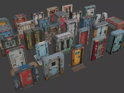 Sci-Fi Doors Set 3D model