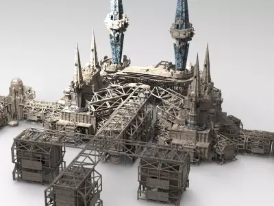 Ancient Mars pyramid structure base  3D model