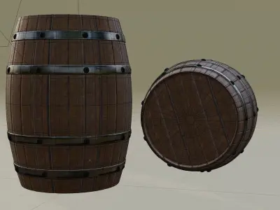 3D Wooden Barrel 3D model
