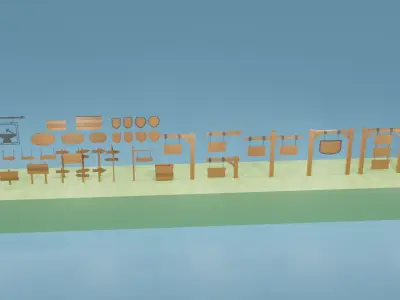 3D Low Poly Medieval Sign Pack Low-poly 3D model
