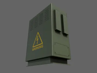 PBR Electric Box DarkGreen V3 Low-poly 3D model