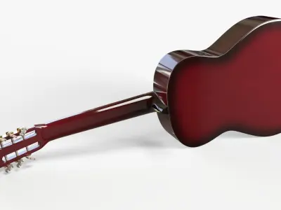 Red Sunburst Acoustic Guitar 3D model