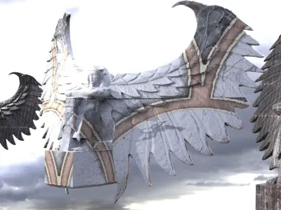 Light Egyptian Winged Deity Statue 3 designs 3D model
