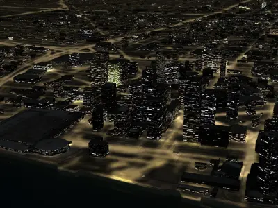 Detroit USA Night Time City 3D model
