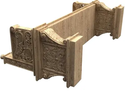 Stone Bench 05 Low-poly 3D model