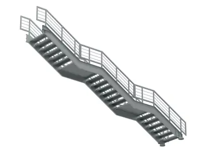 Metal Modular Industrial Staircase Builder set 02 3D model