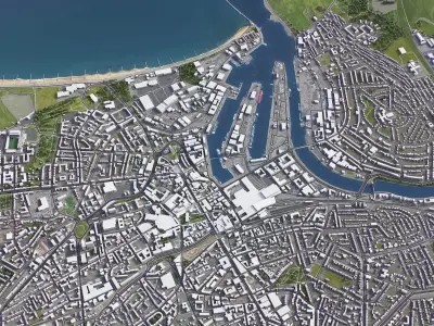 Aberdeen - City 3D Model Low-poly 3D model