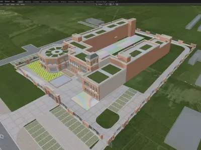 Kindergarten Campus with Colorful Playgrounds 3D model