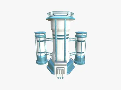 SciFi Facility A01 White Blue - Sci Fi Exterior Design Low-poly 3D model