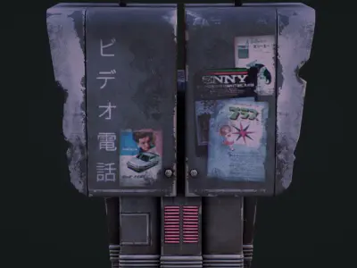 Cyberpunk Phone Booth Low-poly 3D model