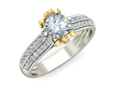 The Flower RING with yellow and white gold-VJR23 3D print model