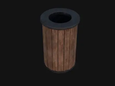 Street Trash Can Low-poly 3D model order