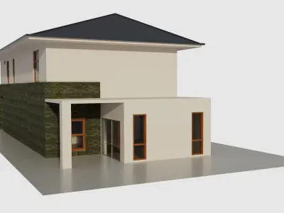 Two Story House 3D Model for Simulation and Visualization PBR 3D model