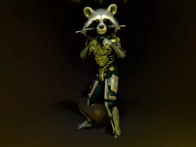 Futuristic Raccoon Cyborg model pack Low-poly 3D model