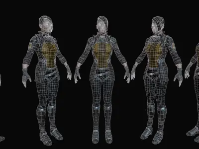 Sci-Fi Girl Low-poly 3D model get