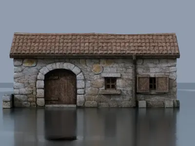 Old cottage Low-poly 3D model