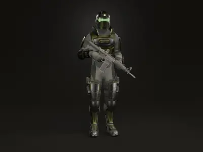 Guardian Soldier - Post Apocalyptic Space and Earth Soldier Low-poly 3D model