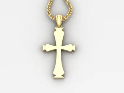 Light Gold 18K Cross Pendant 1CP048 3D print model
