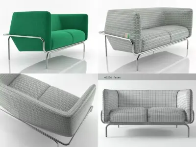 Chandigarh 2 seat sofa 3D model