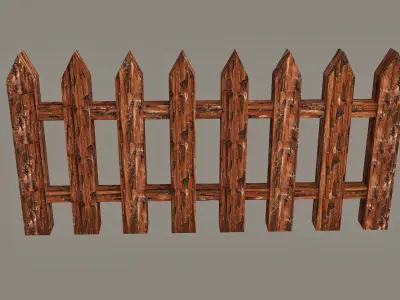 Wooden Fence Pack - 10 Fences Low-poly 3D model