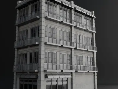 OLD RETRO CLASSICAL BUILDING 3 Low-poly 3D model