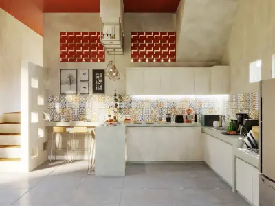 Rustic Village Kitchen Simple and Authentic Low-poly 3D model