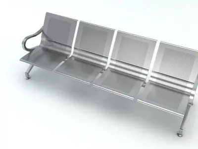 Four Set Waiting Chairs 3D Model 3D model 3D model