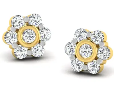 Gold Diamond Women Earring 3D print Model 3D print model 142