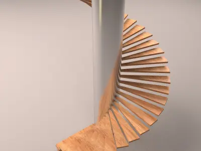 Stairs wooden spiral staircase 3D model