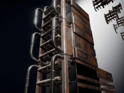 Sci-Fi Ladder Collection Rusty Version  Low-poly 3D model