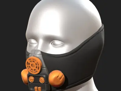 Gas mask respirator scifi futuristic 3d model  Low-poly 3D model