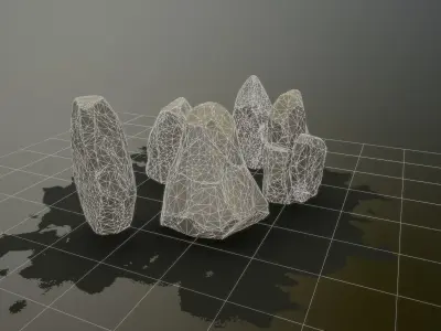 Gameready stones set of rocks Low-poly 3D model