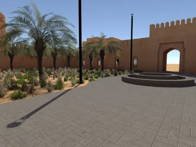 Desert hotel Low-poly 3D model