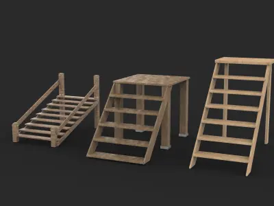 wooden Step Ladder 3D model