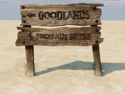 Old Wooden Signboard Low-poly 3D model